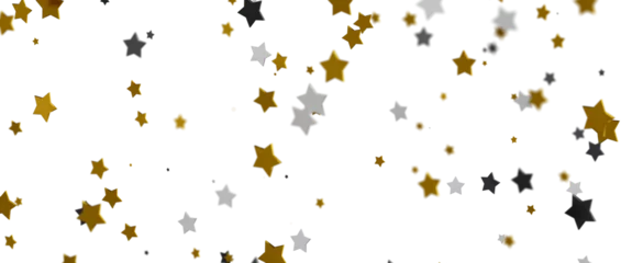 Fotobehang Astral Downpour: 3D Illustration Brings a Shower of Gold Stars © vegefox.com