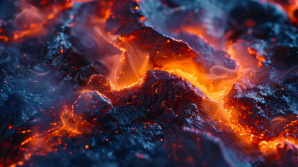 burning earth. heisa lava erupts from the earth