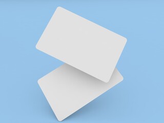 Mockup of two bank cards on a blue background. 3d rendering illustration.