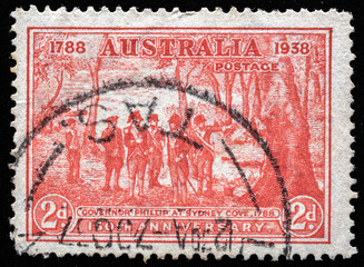 Ukraine, Kiyiv - February 3, 2024.Postage stamps from Australia.A stamp printed in Australia shows...