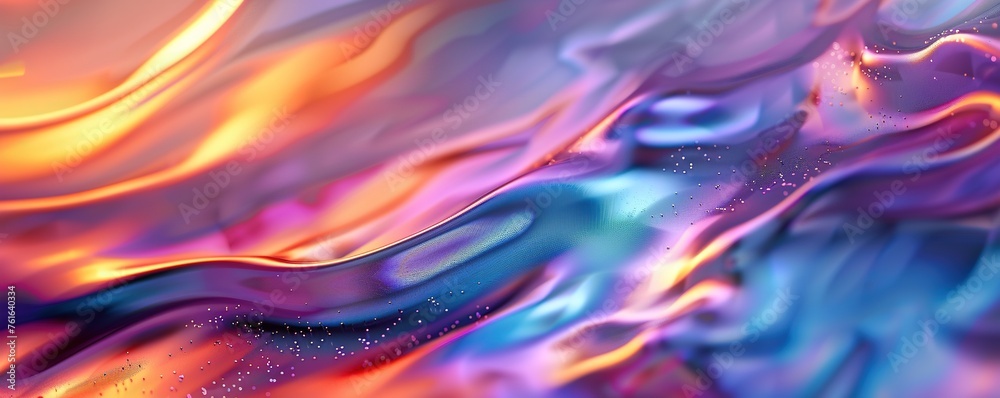 Sticker Abstract Iridescent liquid shape with waving smooth ripples.