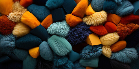 A variety of colors and shades, like a carpet from many shades of blue, green and ora