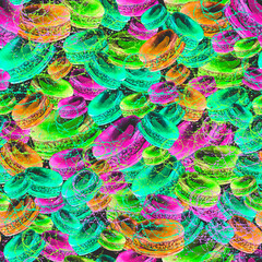 Seamless vintage pattern with watercolor. Tasty colorful macaron.
Use for design, postcards, posters, packaging, invitations. Watercolor macaroon, cake, cookies. Pencil stroke, artistic drawing. - 761642174