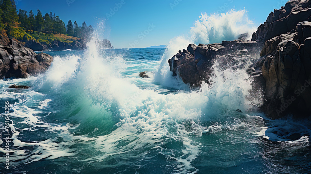 Canvas Prints Swift waves crashing against rocks, like a song of wind and wa