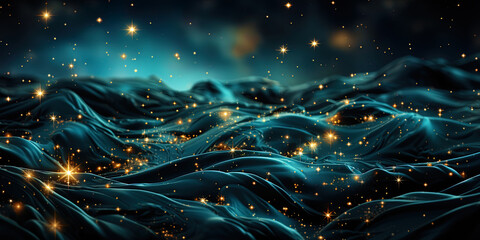 Sparkling stars against the background of darkness, like diamonds decorating the bedspread of - obrazy, fototapety, plakaty