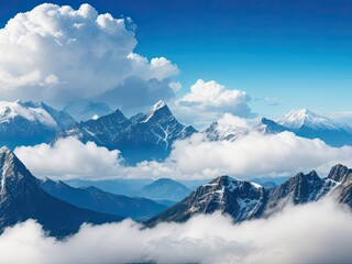 Fototapeta na wymiar Mountain landscape with clouds and sky background