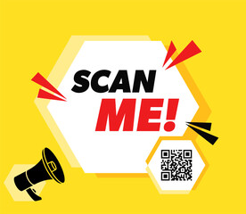 Scan Me - vector advertising banner with megaphone.