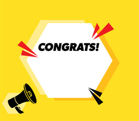 Congrats - vector advertising banner with megaphone.