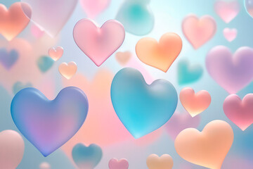 background, translucent pastel hearts