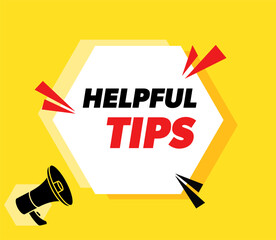 Helpful Tips - Vector advertising banner with megaphone.
