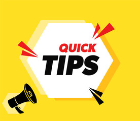Quick Tips - Vector advertising banner with megaphone.
