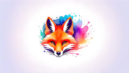 Obraz premium a drawing of a fox with a blue and purple design.