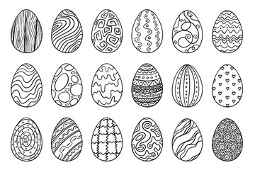 Easter eggs set doodle style. Easter eggs icons. Easter day festival. Vector illustration EPS10