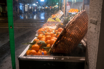 Fruit boutique by night in Paris - Denfert-Rochereau