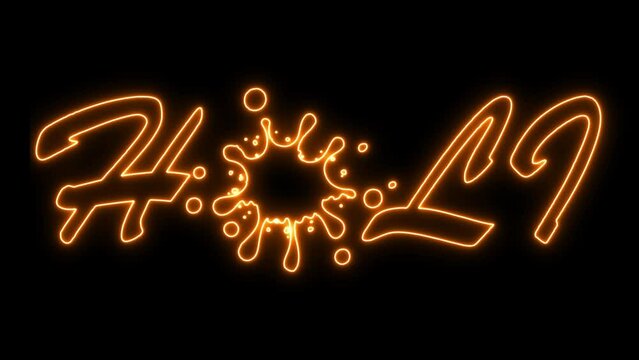  Holi Indian festival creative color splash text design neon light animation video