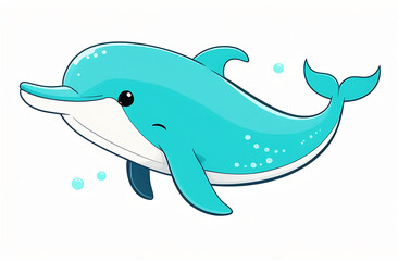 Naklejka premium Illustration of a cute dolphin drawn on a white background