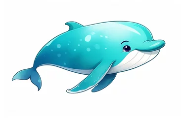 Cercles muraux Baleine Illustration of a cute dolphin drawn on a white background