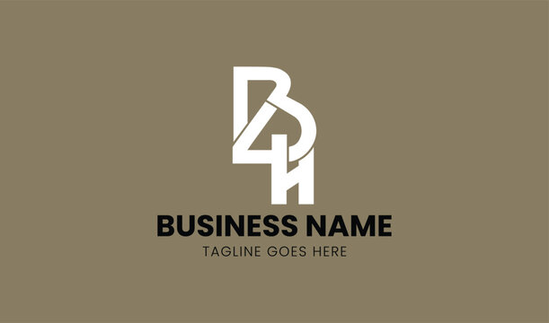 BH4 letter design logo logotype concept with san serif font and elegant style. Vector illustration icon with letters B H and 4.