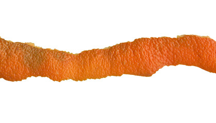 Fresh orange tangerine torn crust isolated. Peel of fresh citrus fruit texture.
