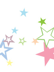 Object fountain organized from random sparcle star pictographs as fireworks.