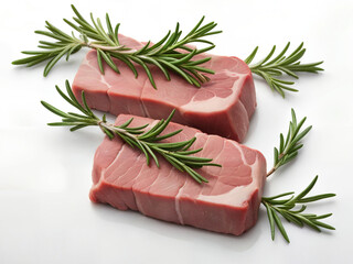 raw beef steak with rosemary