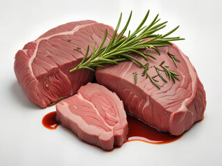 raw beef steak with rosemary