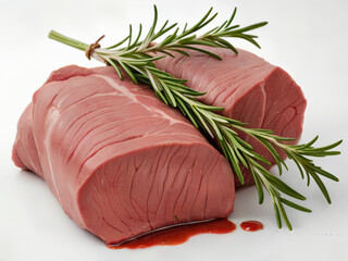 raw beef steak with rosemary