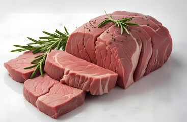 raw beef steak with rosemary