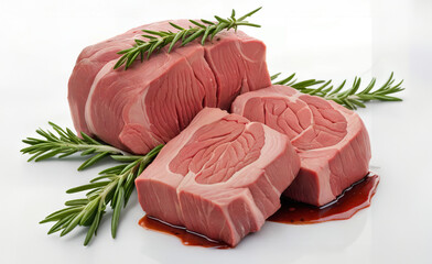 raw beef steak with rosemary
