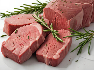 raw beef steak with rosemary