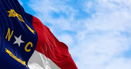 North Carolina state flag waving