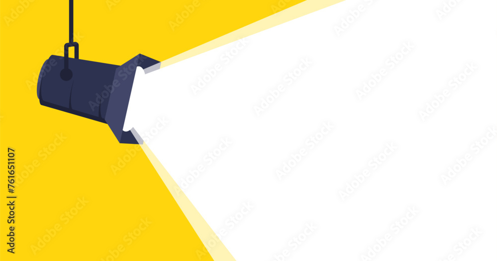 Poster spotlight with illuminated background and copy space for text. ceiling hanging spotlight or projecto