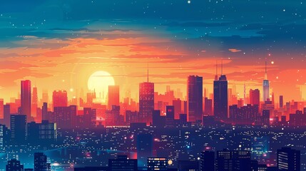 illustration of a night city