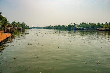 Calm Backwaters and Traditional Houseboats in Alleppey, Kerala, India