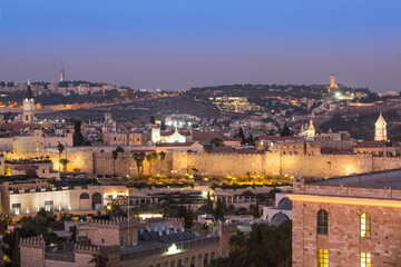 Panorama of Jerusalem at night, Israel