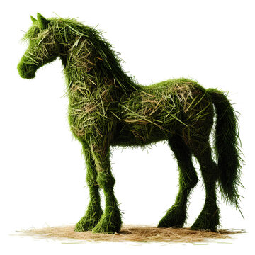 recommend clip art: silhouette of horse made of grass and hay isolated on white background