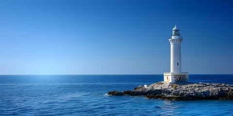 Guiding Ships to Safety: The Offshore Lighthouse as a Beacon of Hope. Concept Maritime Safety, Offshore Lighthouses, Navigation Aids, Nautical Beacons, Seafaring History