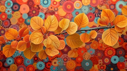 Abstract Aspen Leaf Design with Bright Colors, generative ai