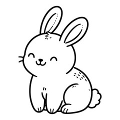Obraz na płótnie Canvas Cute bunny rabbit coloring book page. Vector illustration