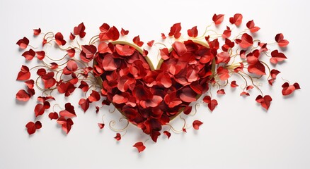 a heart shaped red flower petals