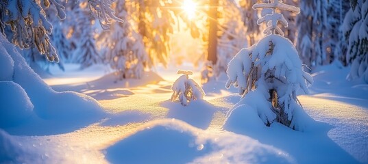 Tranquil winter sunrise scenery ideal for creating a serene and calming background ambiance
