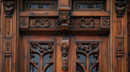 A close-up of the intricate woodwork detailing on the exterior of a craftsman townhouse, showcasing the skill of its builders and craftsmen.