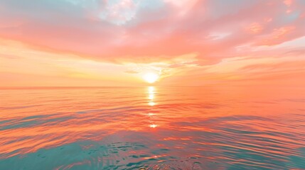 Fototapeta na wymiar Orange and Pink Sunset Glow Over Calm Ocean
