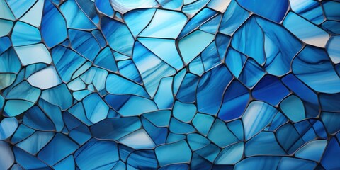 Close Up Blue Mosaic Tile Generative AI