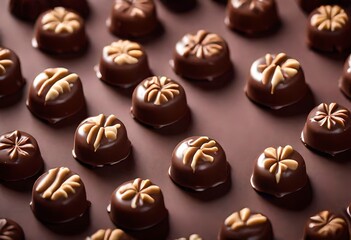 chocolate candies on a white background