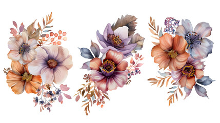 Obraz premium Elegant Watercolor Floral Bouquets for Wedding