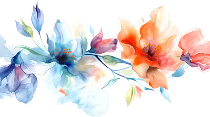 Fototapeta na wymiar Soft Watercolor Floral Composition