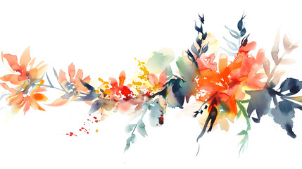 Abstract Floral Watercolor Splash Horizontal