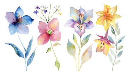 Delicate Watercolor Fairy-tale Flora - obrazy, fototapety, plakaty