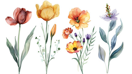 Fairy-tale Watercolor Floral Arrangement - obrazy, fototapety, plakaty